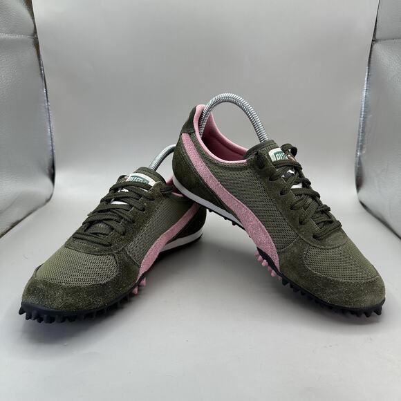 Vintage Puma 5000 m Shoes Womens Size 8 Green Pink Suede 342508-05 00s - Picture 5 of 11